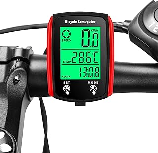 Bicycle Speedometer,Waterproof Wireless Cycle Bike Computer Bicycle Odometer,Waterproof Bicycle Speedometer Bicycle Computer With LCD Display For Bike Accessory Red Black