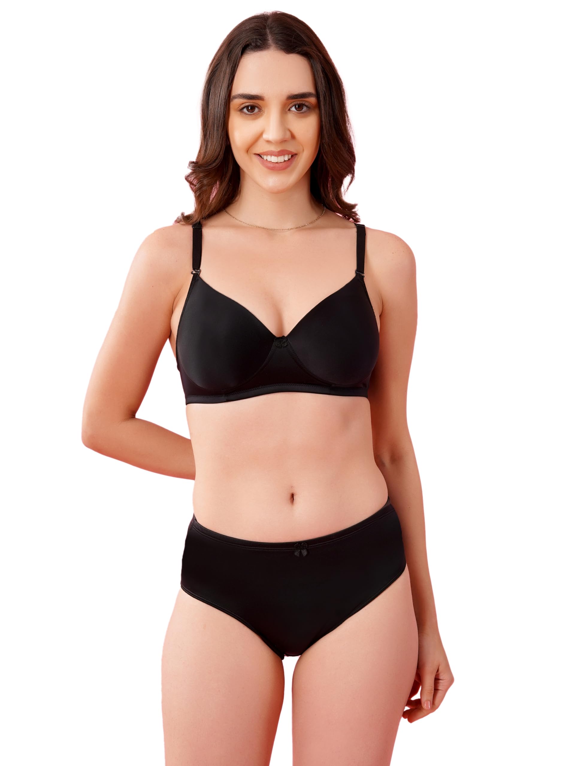 effectinn lingerie Women’s Solid Black Non-Padded Non-Wired Bra & Panty Set | Soft Stretch Everyday Comfort Lingerie Set-picture-16