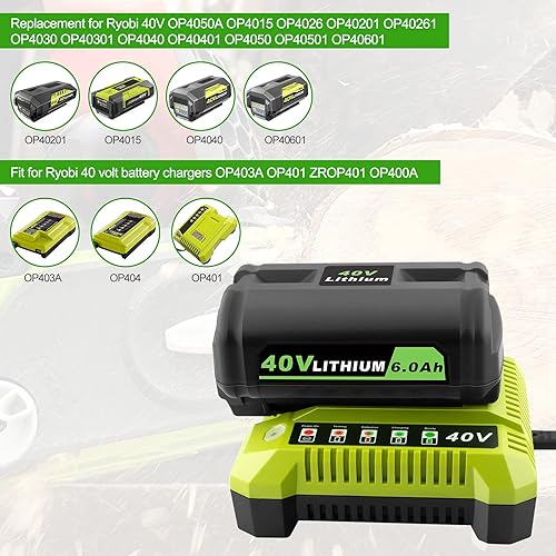 Miniatura 3 de Reemplazo de batería de iones de litio de 40 V 6000 mAh para herramientas eléctricas inalámbricas Ryobi de 40 voltios OP4040 OP4026 OP4030 OP4050