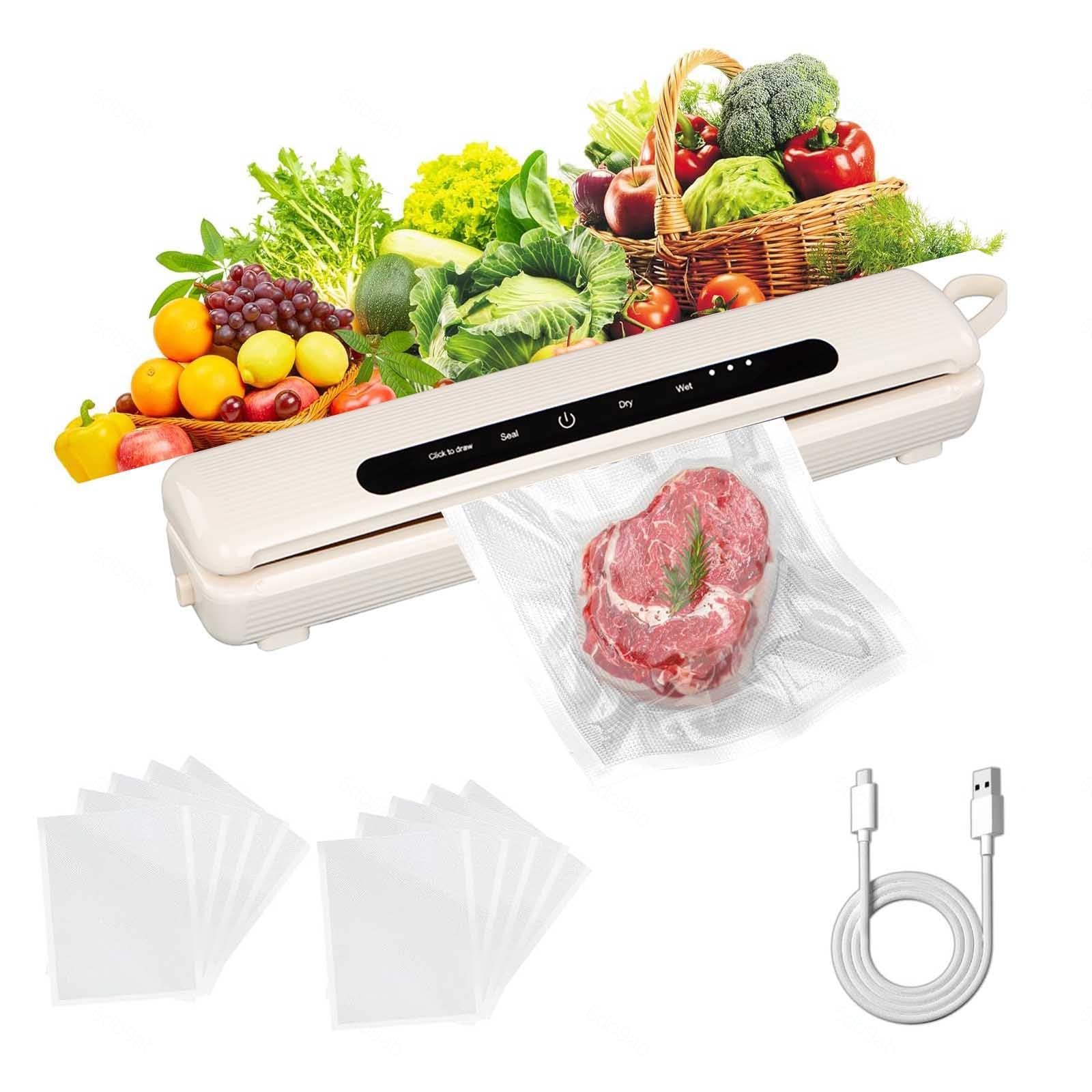 Sottovuoto Modalità a Secco e Umido, Macchina Sottovuoto per Alimenti 10 Sacchetti Sottovuoto Sottovuoto Alimenti Larghezza di sigillatura 30 cm,white