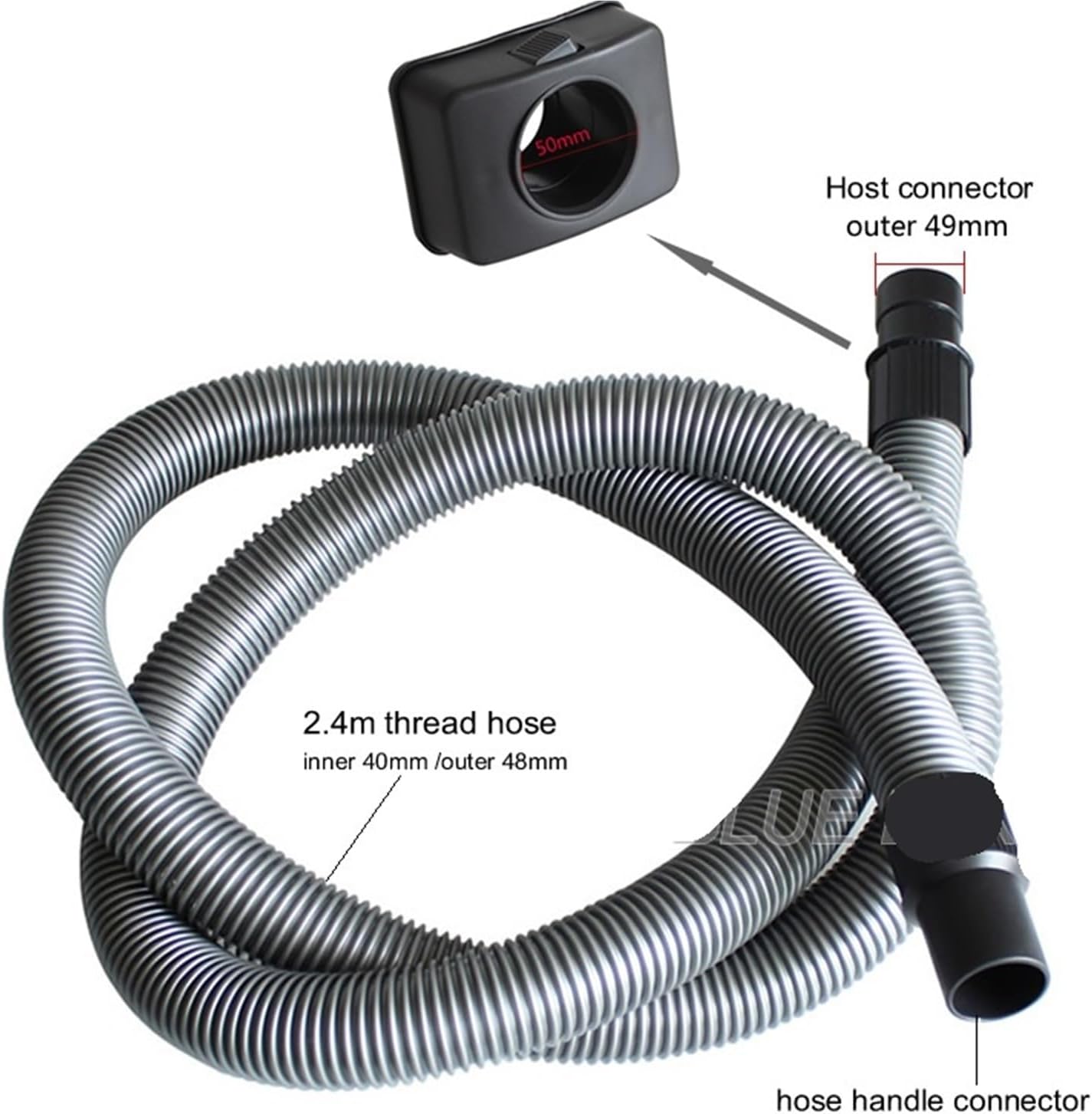 Compatible For Jieba BF502/BF585 - Industrial Vacuum Cleaner Handle Hose Set (2.4m Length, 50mm Host Interface, Replacement Part)