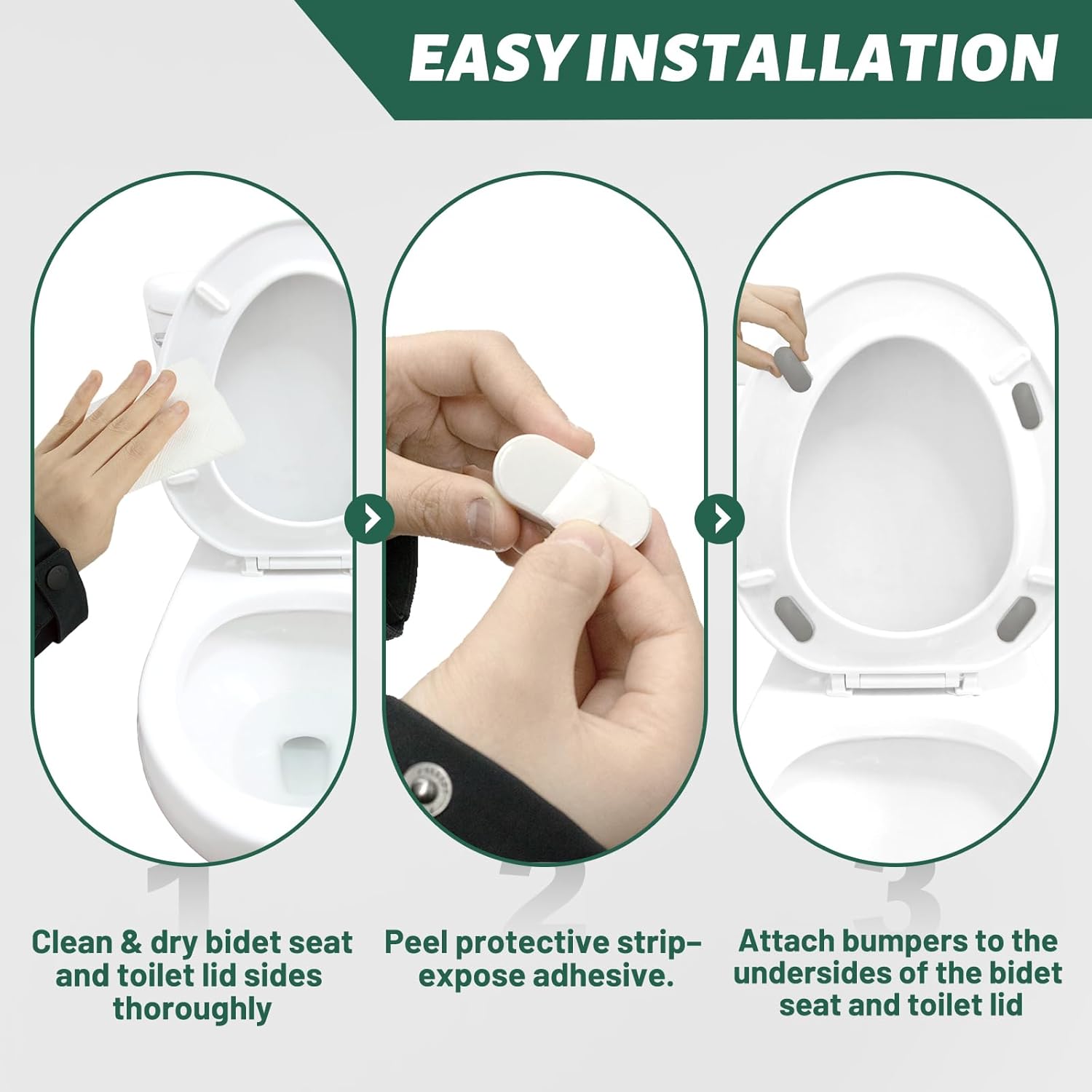 Toilet Seat Bumpers For Bidet And Lid Attachment Replacement,8 Pcs Universal Non-Slip Toilet Seat Spacers:For Bidet & Toilet Lid,Strong Adhesive,Prevent Damage