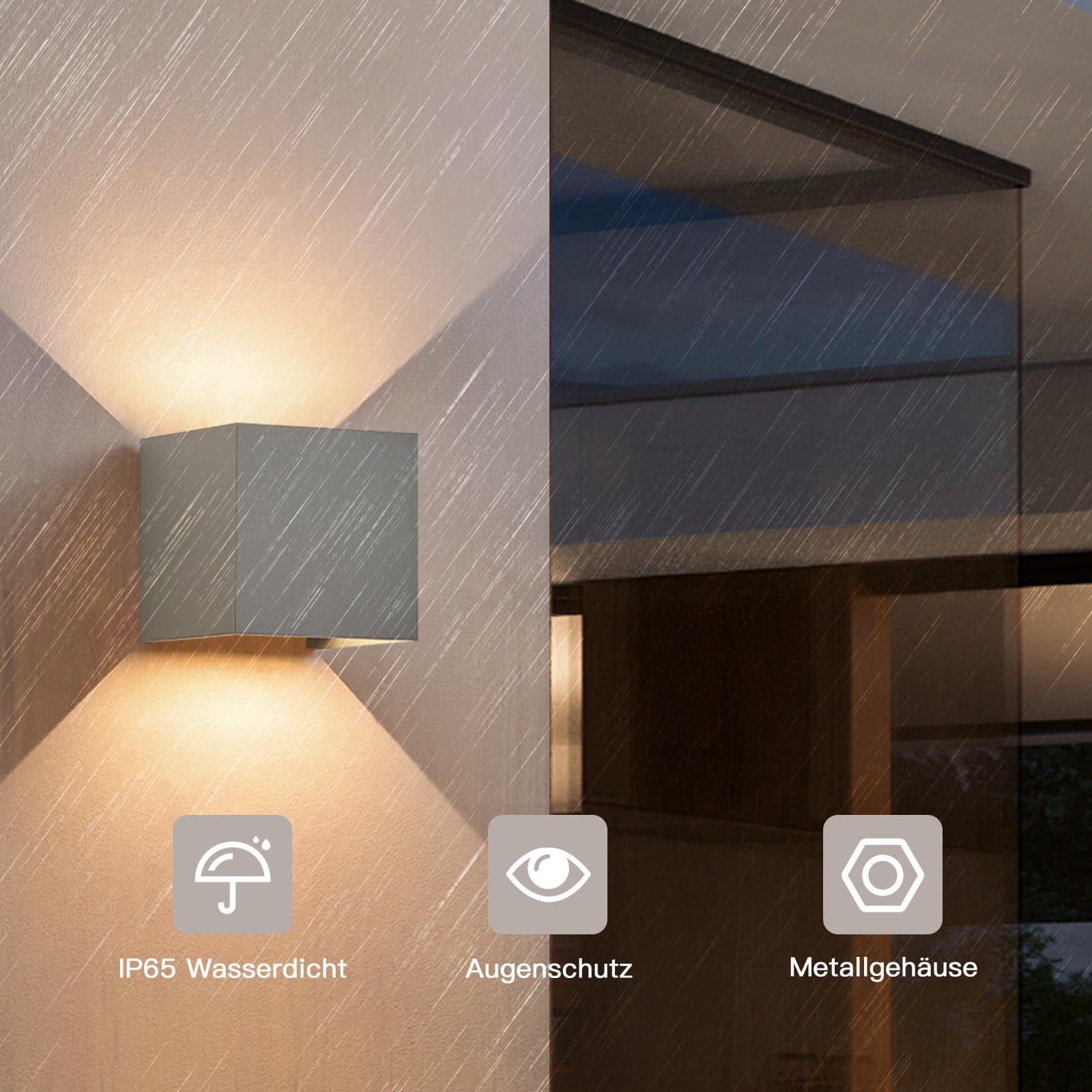 LED Wandleuchte Aussen Wandlampe innen - 4 Stück Außenwandleuchten Up Down Leuchte Aussen 5 W Wasserdicht Außenlampe Wand Wandbeleuchtung Grau Außenleuchte Wandstrahler für Hauswa