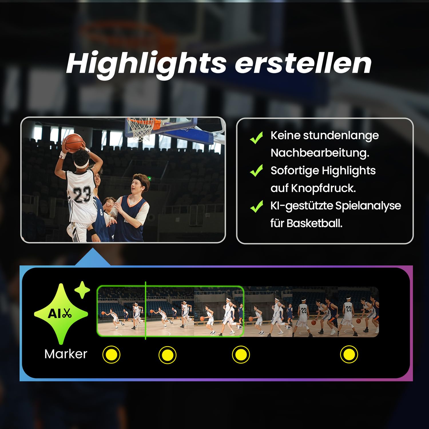 XbotGo Chameleon KI Team Sports Action Cam 4K 60FPS - Automatisch Verfolgen Fußball und Basketball, Freihändige Action Kamera für Sport, Live-Streaming, Kein Abonnement, mit iOS&Android (Lemon Green)