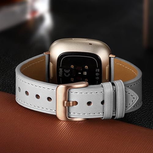 Vista 22 de Maledan Compatible con Fitbit Sense/Fitbit Versa 3 bandas para mujeres y hombres, correa de repuesto de cuero genuino de grano superior suave