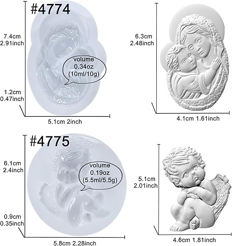 Miniatura 2 de Moldes de arte para yeso de arcilla seca al aire de arcilla poligarrilla, madre tallada de la Sagrada Familia y Querubín
