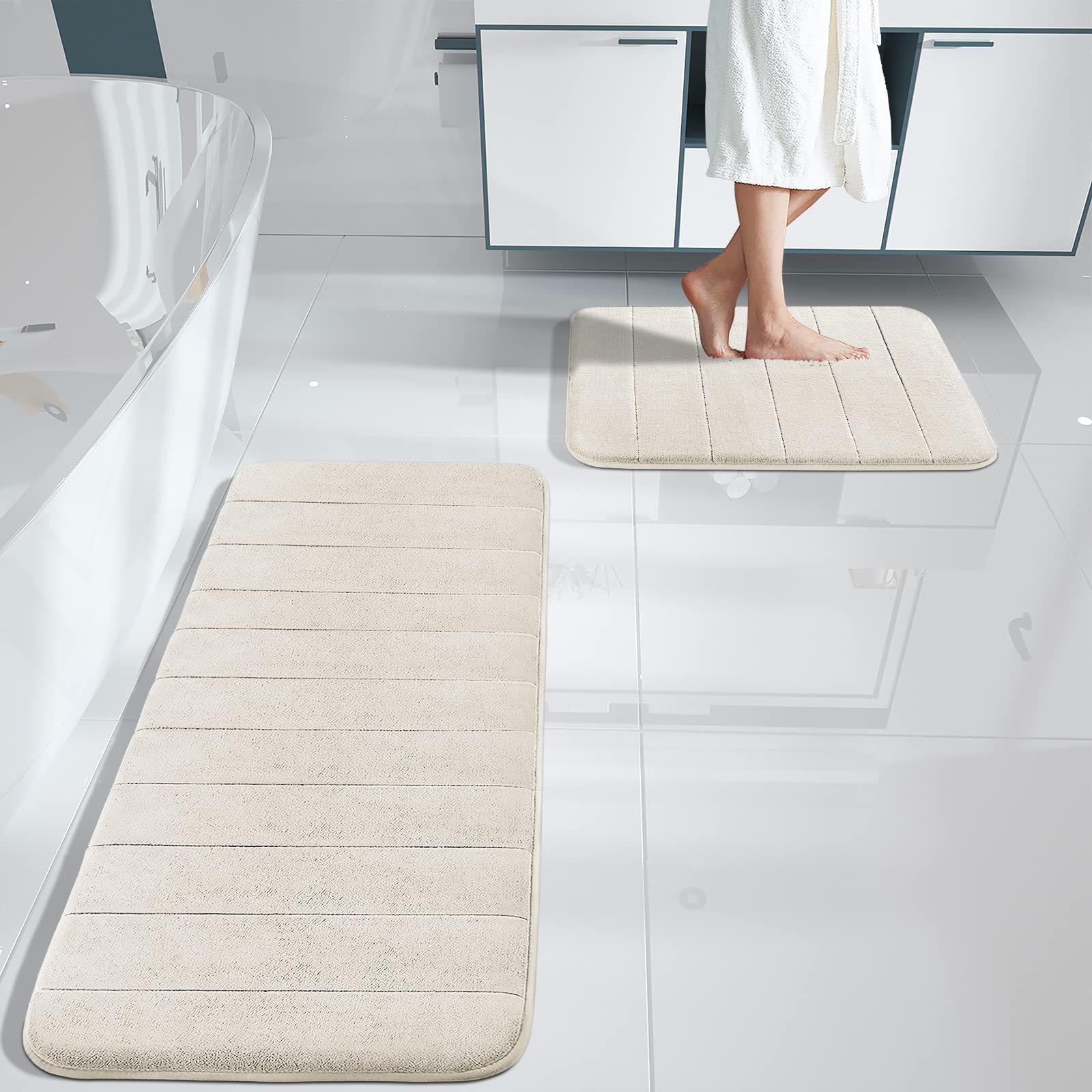 Yimobra Large Memory Foam Bathroom Mat 2 Pieces Set, Non Slip - Super ...
