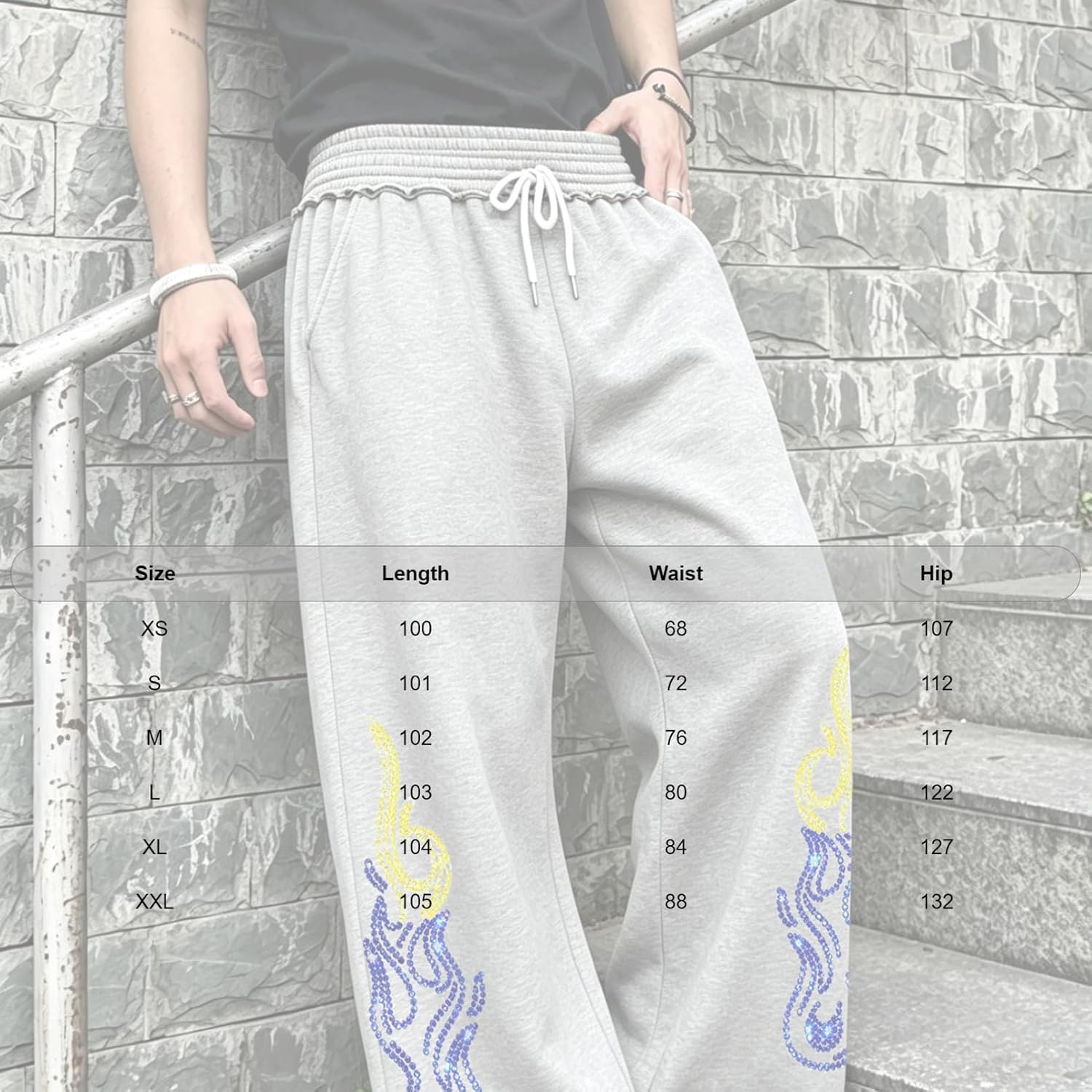 TiaoBug Men Wide Leg Sweatpants Vintage Baggy Trousers