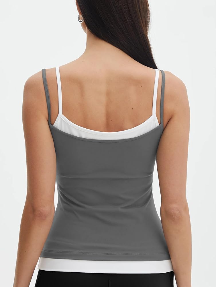 Women's Form Fit Double Layer Tank Top Sexy Sleeveless Going