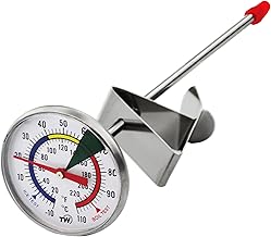 Thermometer Milch für Kaffee mit 175 mm Edelstahlsonde Kaffee Thermometer mit Clip Professionelles Barista-Milchtemperatur-Aufschäumthermometer