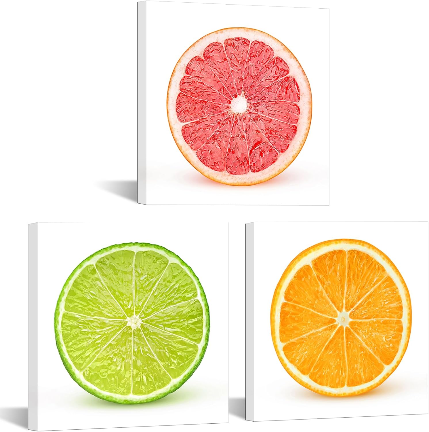Fochorlo 3 Pieces Fruit Canvas Wall Art Lemon Kitchen Decor Orange and Grapefruit Slices Pictures Prints on Canvas for Home Office Decorations Livingroombedroom Ready To Hang (Small)