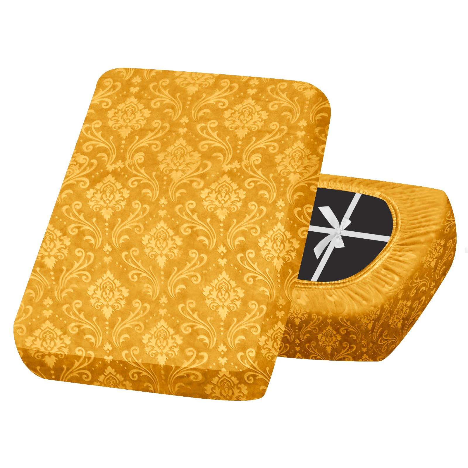 SYLC Sofa Seat Cover Velvet Embossed, Non Slip Stretch Sofa Cushion Covers with 4-ties, Fitted Sofa Cover for Settee/Couch/Caravan/Motorhome (Gold,1pc Chaise lounge) โ image 1