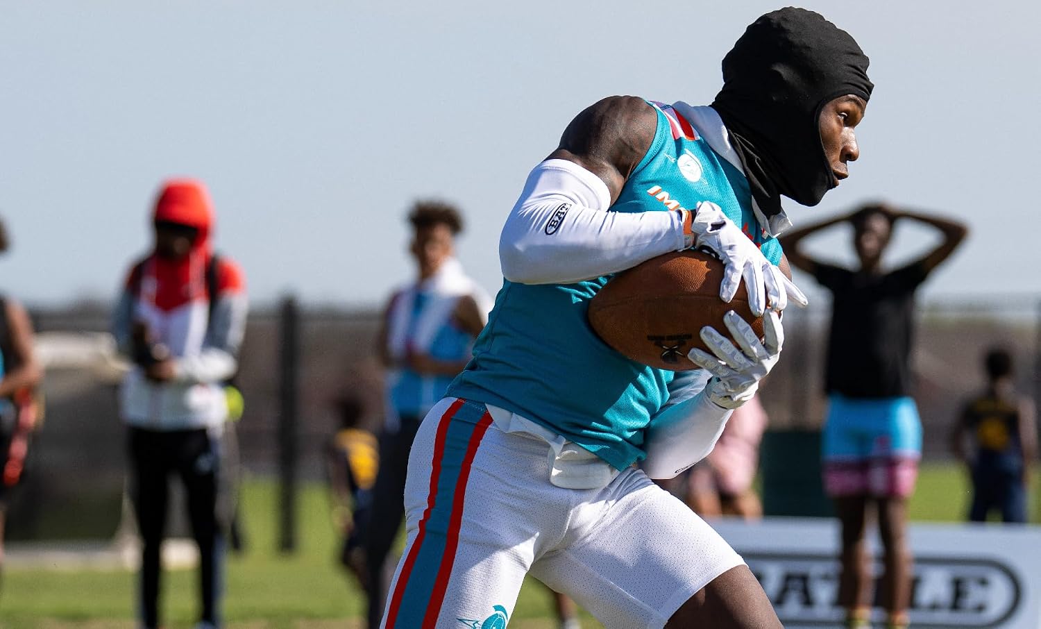 Battle Premium Full Arm Sleeve | Ultra-tight compression increases circulation, turf protection against abrasions, improved ball security, secure athletic fit