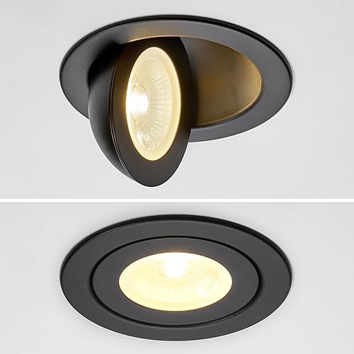 Miniatura 5 de Maxxima 4 pulgadas LED empotrado ultrafino cardán flotante Downlight, 850 lúmenes 5 CCT seleccionables 2700K3000K3500K4000K5000K Regulable Negro