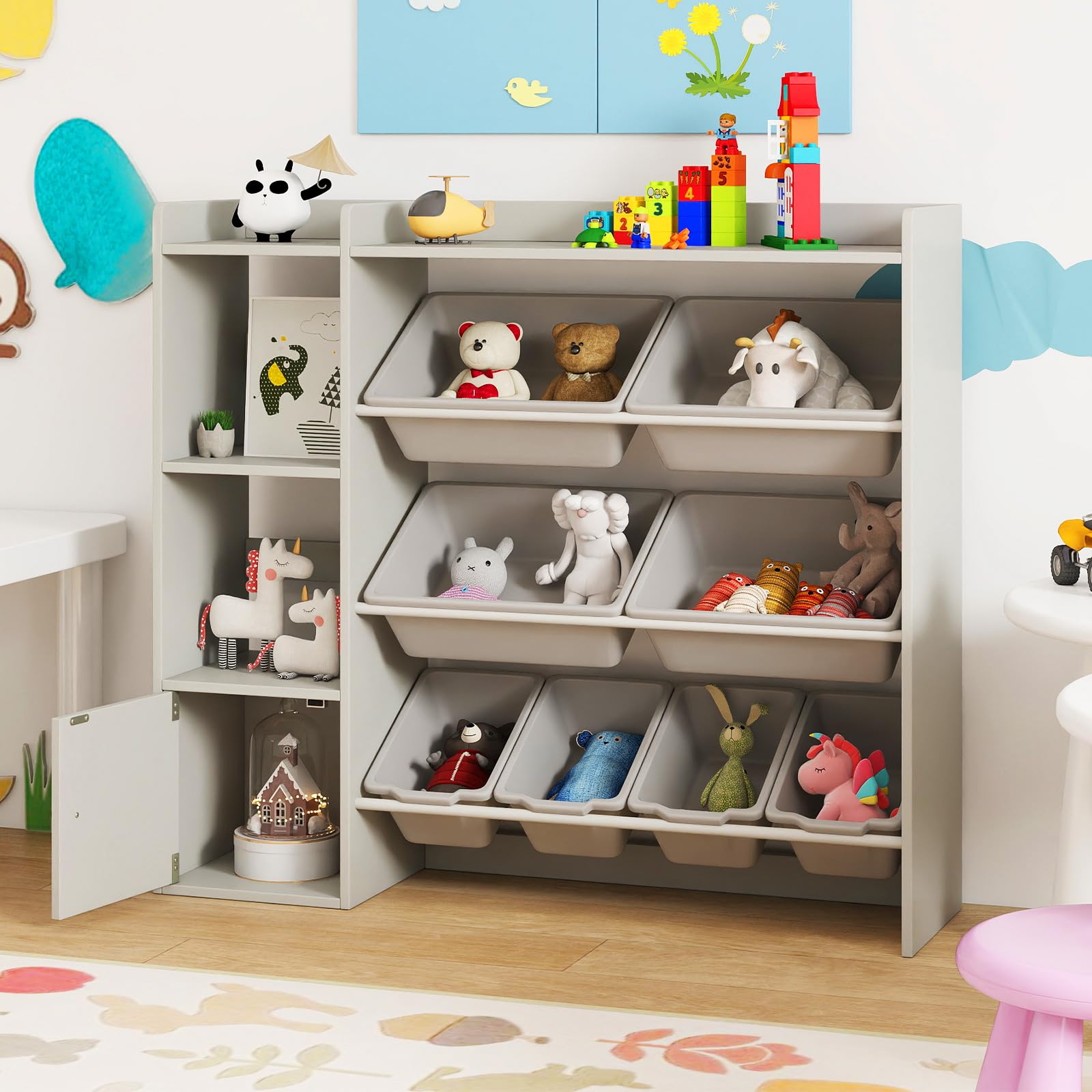 Amazon.com: Costzon Kids Toy Storage Organizer w/ 8 Bins, Wooden