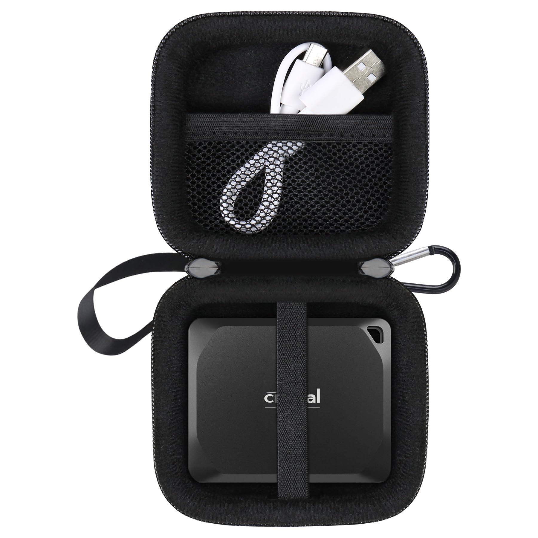 Lacdo Festplatten Harte Tasche für Crucial X6 / X9 Pro / X10 Pro Portable SSD 500GB 1TB 2TB 4TB USB 3.2 External Solid State Drives Eva Tragbare-Kabeltasche Wasserdicht Stoßfest Zubehör, Schwarz Grau