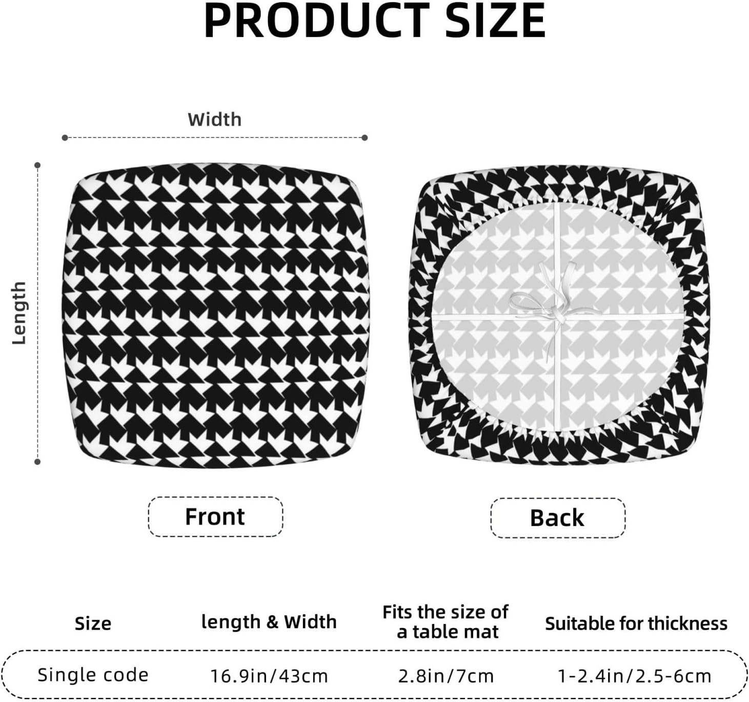 2PCS Stretch Seat Covers Set Houndstooth Black Chair Cover for Dining Room Removable Chair Seat Slipcovers