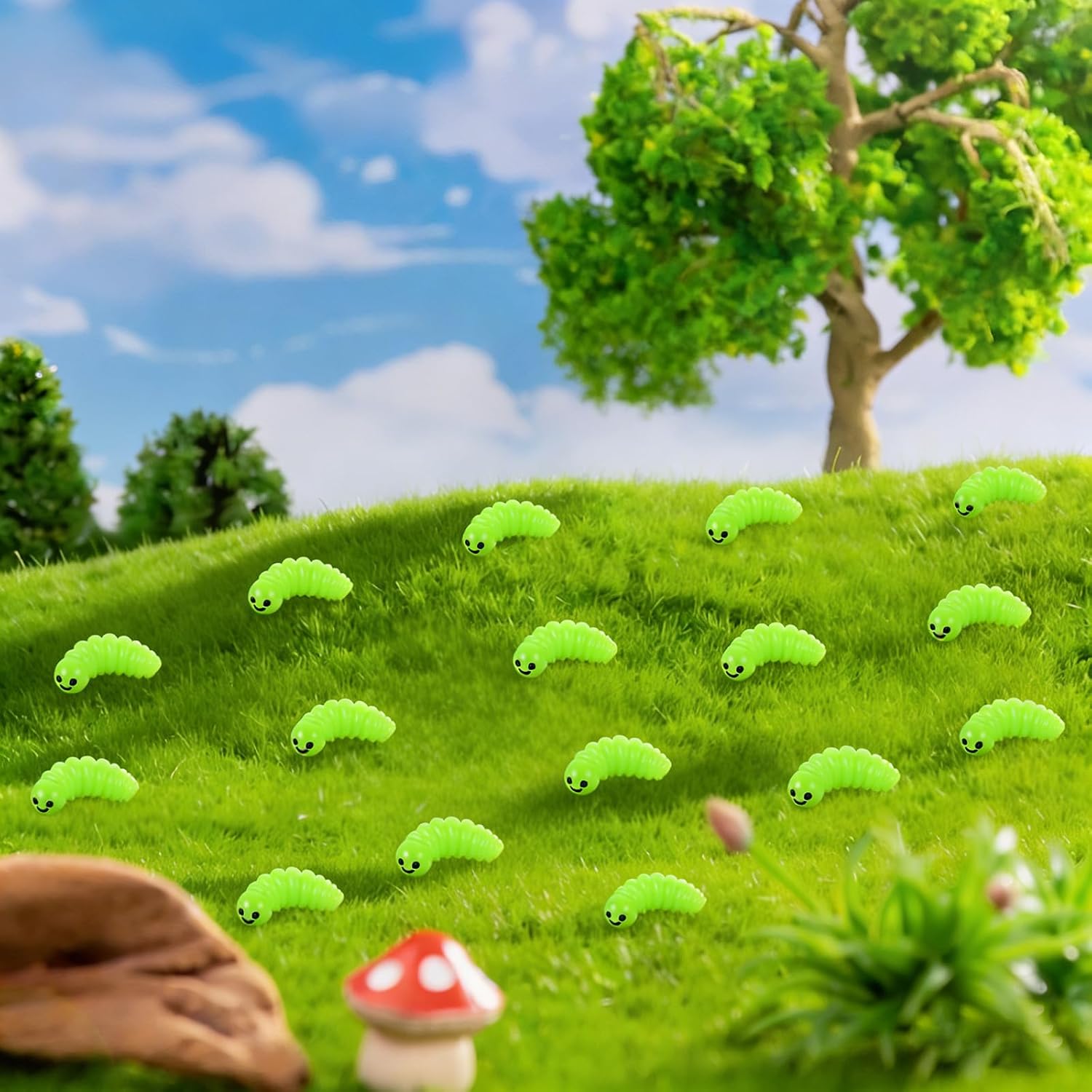 Cute Tiny Caterpillar Resin Silicone Mold Micro Dollhouse Insect Epoxy Casting Mold for DIY Resin Art Fairy Garden Miniatures Landscape Crafts Decor(10-Cavity, Style B)