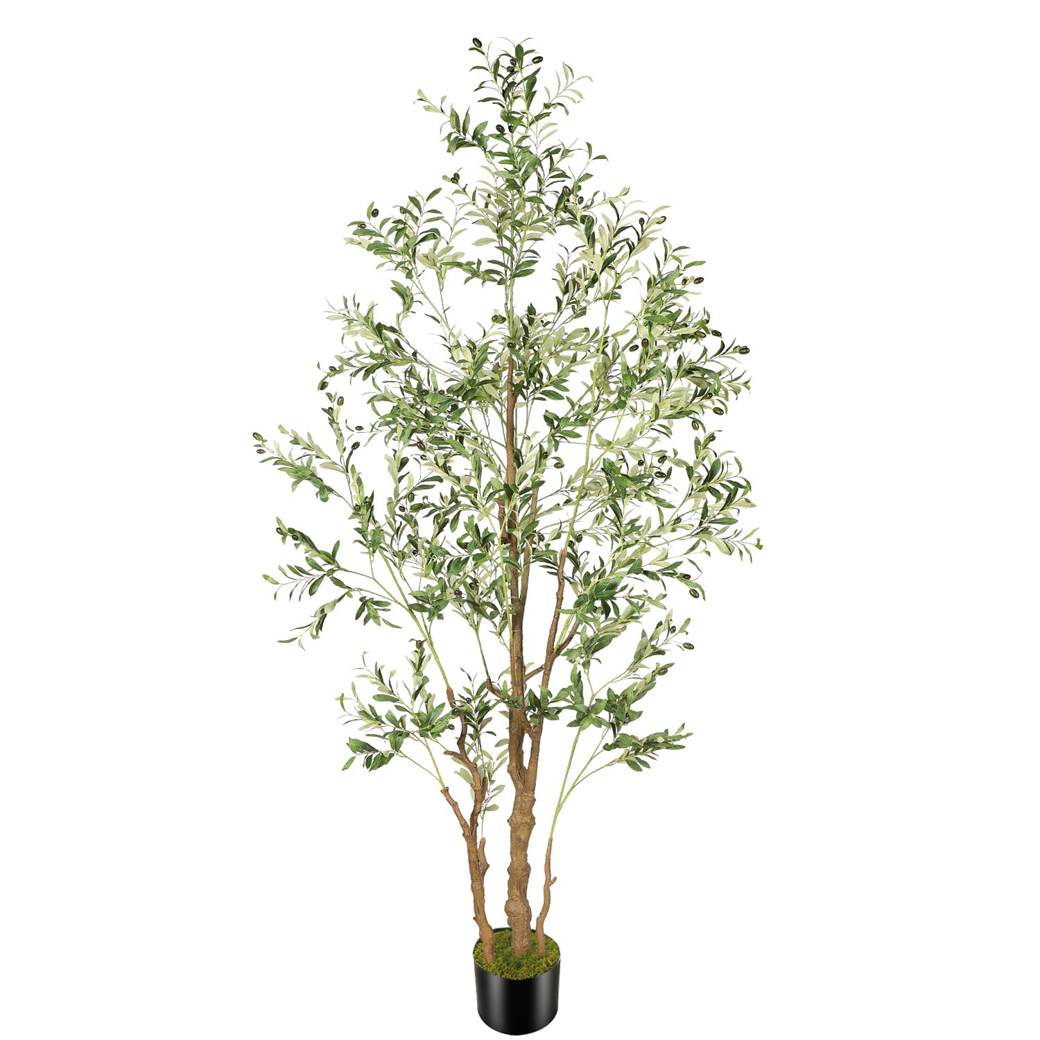 8.2ft artificial olive tree (96in) with plastic nursery pot faux olive silk tree, fruits fake plant for office house farmhouse living room home decor (indoor/outdoor)