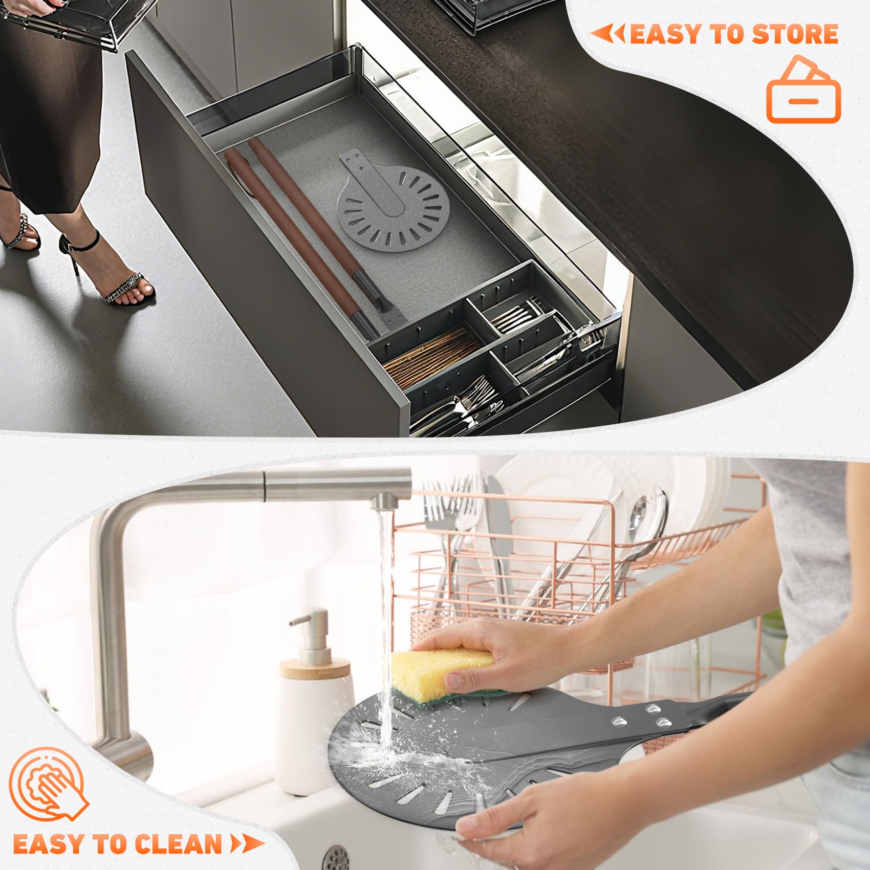 Mimiuo 122 cm Pelle à pizza en Aluminium pour Retourner, Pelle Retournement Ronde pour Tourner Pizzas, Accessoire pour Four à Pizza
