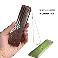 Vista 6 de Peine de madera para el dolor de parto, alivio natural de la contracción del embarazo, peine de parto con diseños lindos, cubierta de cuero