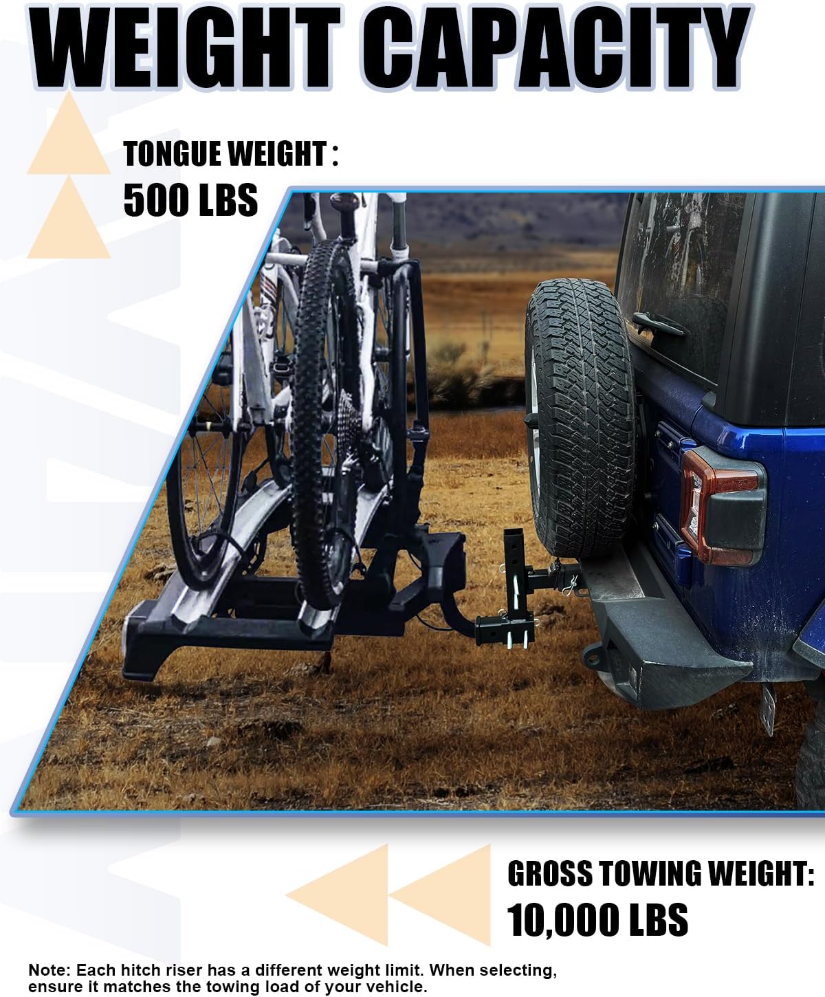 Patented Design Hitch Riser | Adjustable Trailer Hitch Extension | 4"-10" Drop/Rise Hitch Adapter with 10000 lbs Horizontal Load Capacity