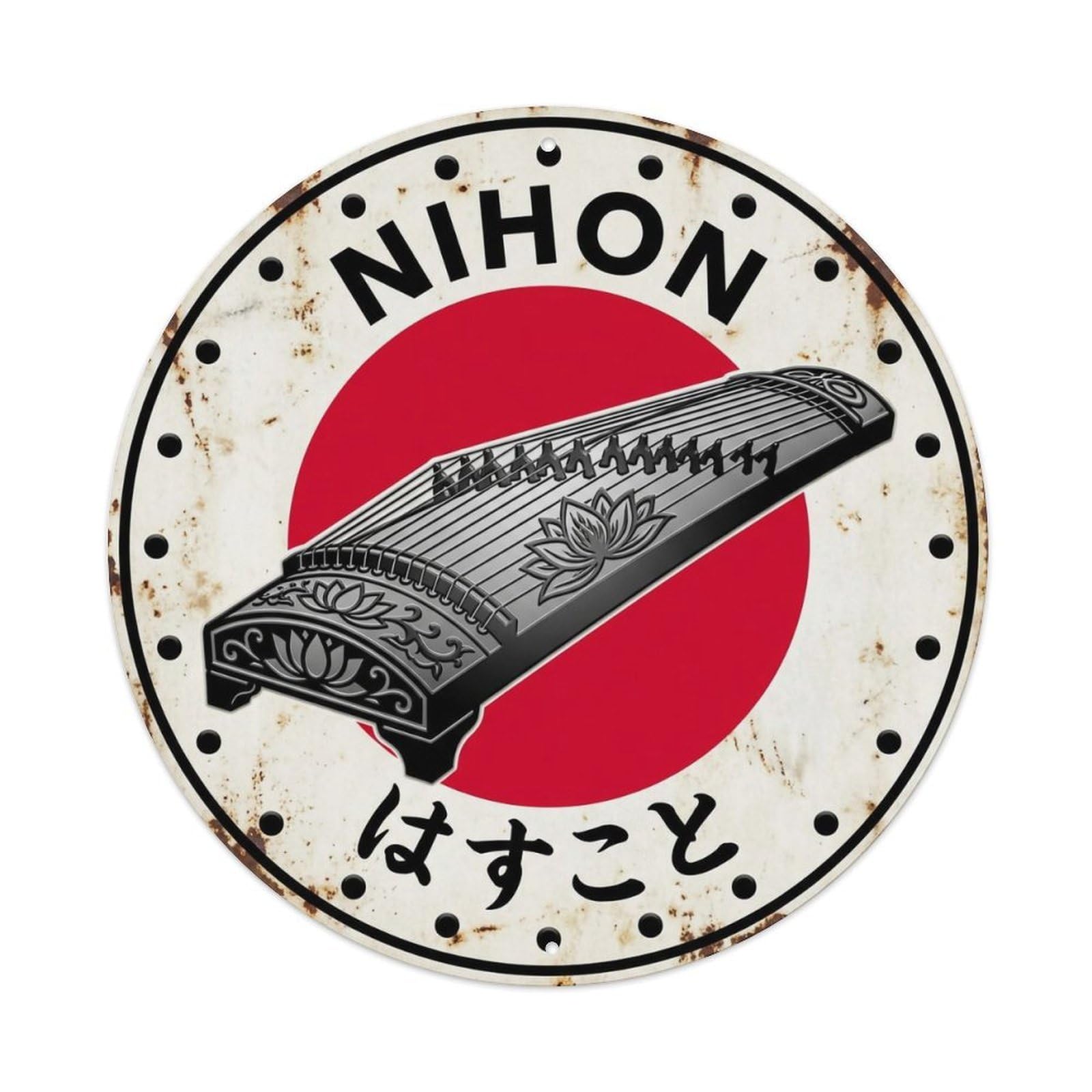 Lotus Koto Nihon Sacred Flower Historic Metal Tin Sign