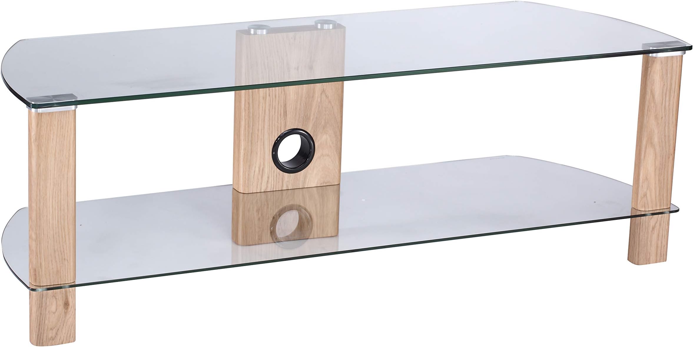 Alphason Century 1200 TV Stand - Light Oak & Clear Glass
