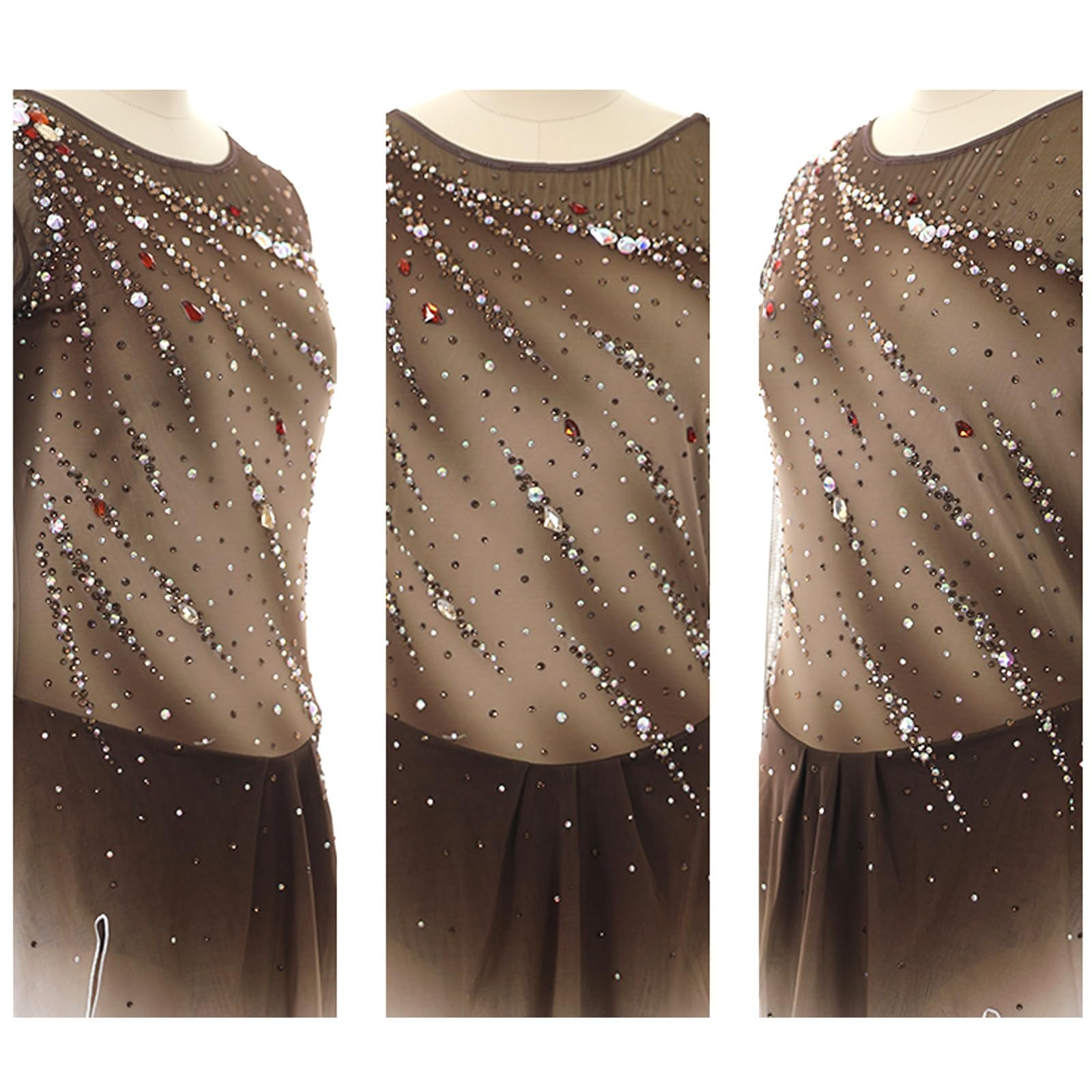 Vestido De Patinaje Artístico For Mujeres Y Niñas, Manga Larga, Diseño De Diamantes De Imitación, Hecho A Medida, Disfraces De Patinaje Sobre Hielo For Adultos.