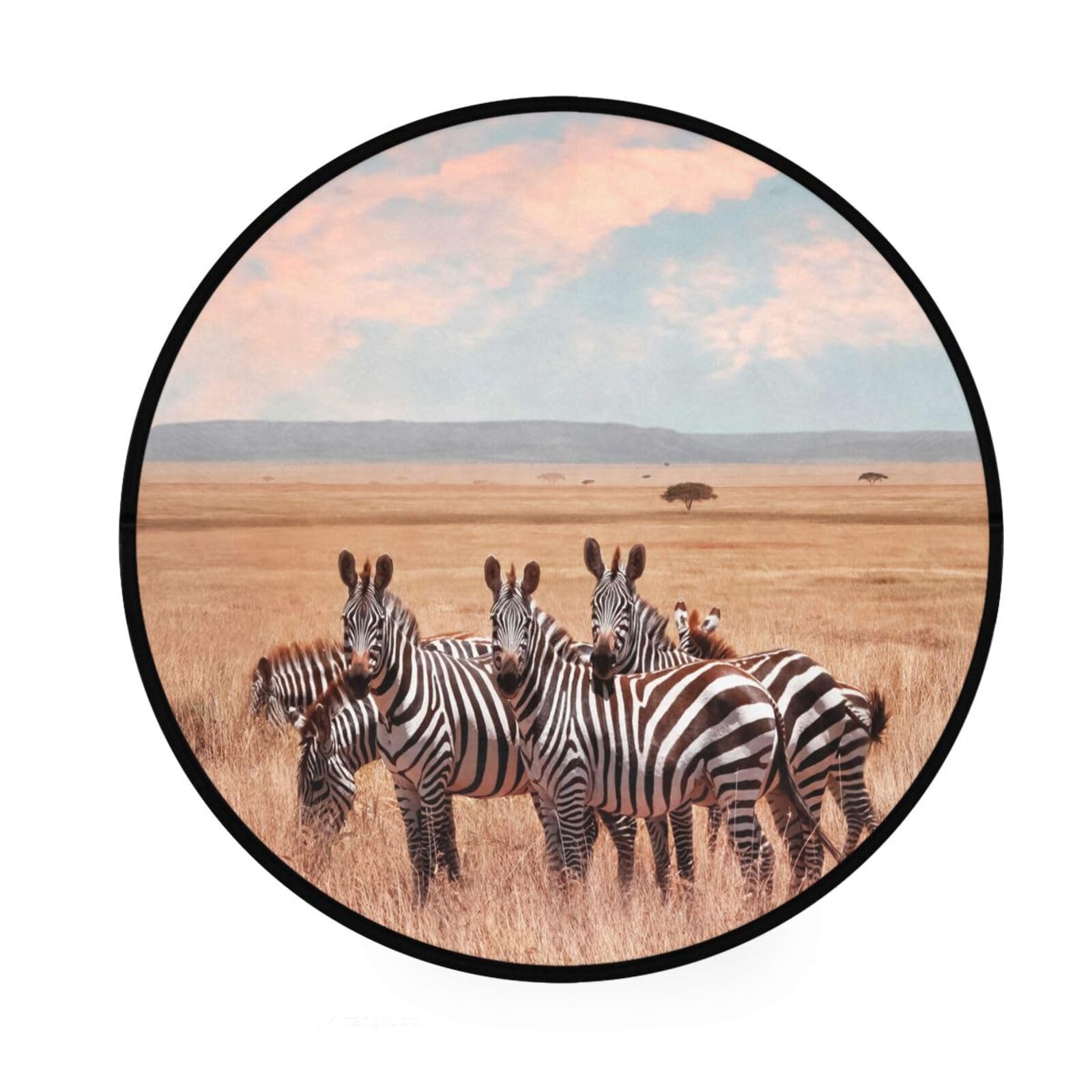 Tapis rond zèbre africain pour égayer le salon familial