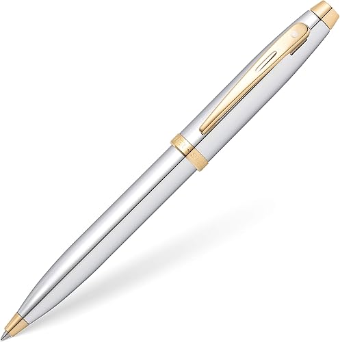 Sheaffer Bolígrafo cromado 100 con ribete dorado