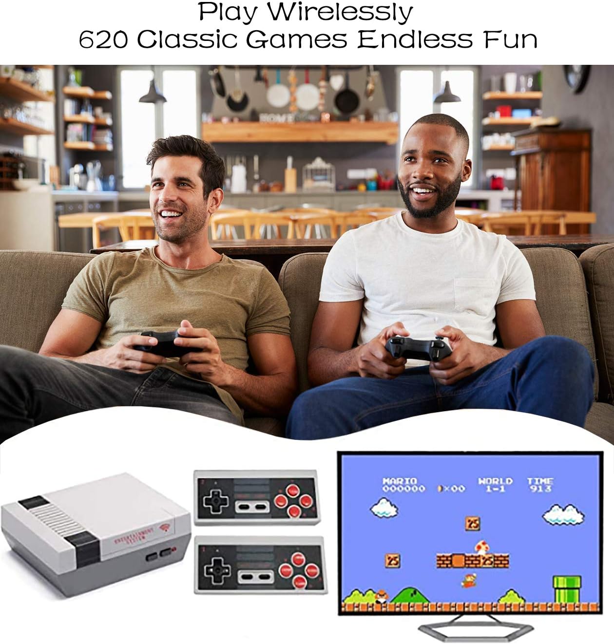 Generic Retro Wireless Video Game Console Classic Handheld Mini PC Game Player Built in 620 Games Dual Controller AV TV Game Machine for Kids,Children,Adult,Grey,18x14x7cm : Toys & Games