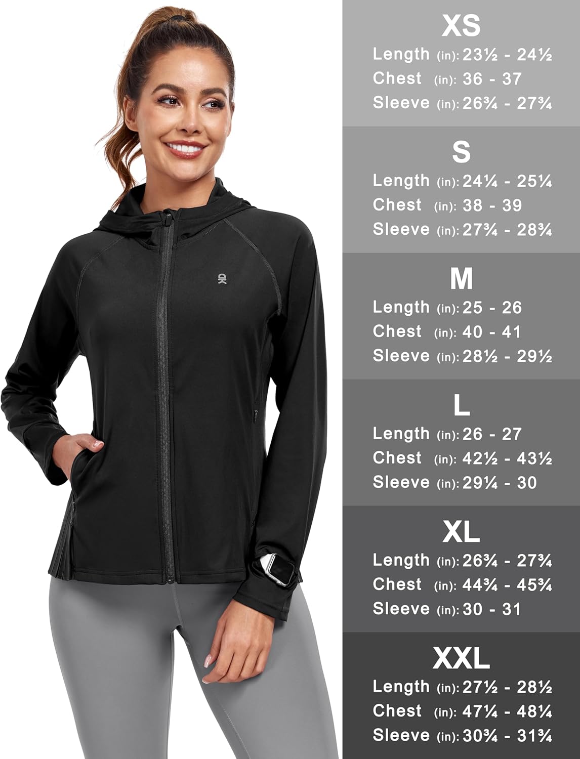 Little Donkey Andy Women's Golf Hoodie Jacket with Pleated Tennis Skirt Hem Full Zip Sun Protection Running Athletic Jackets - Image 6