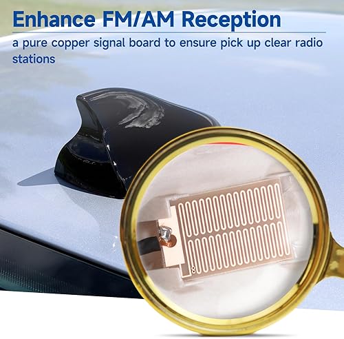 Miniatura 3 de Eightwood Cubierta de antena de aleta de tiburón, antena de radio AMFM, antena universal de montaje en techo con cinta adhesiva para automóvil,