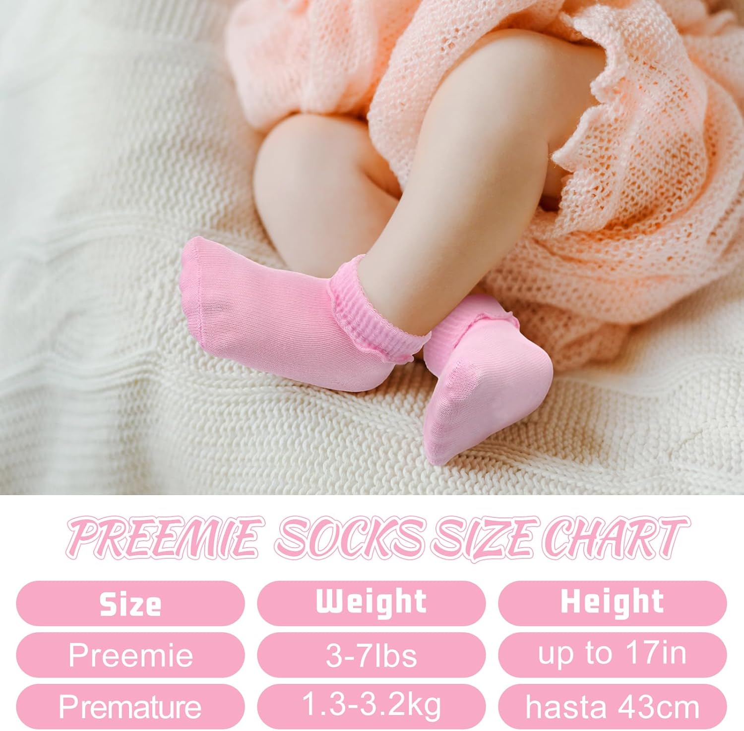 Toulite 24 Pairs Preemie Socks Preemie Cotton Ruffle Socks Turn Cuff Nicu Baby Gift for Hospital Premature Newborn Girls Boys - Image 3