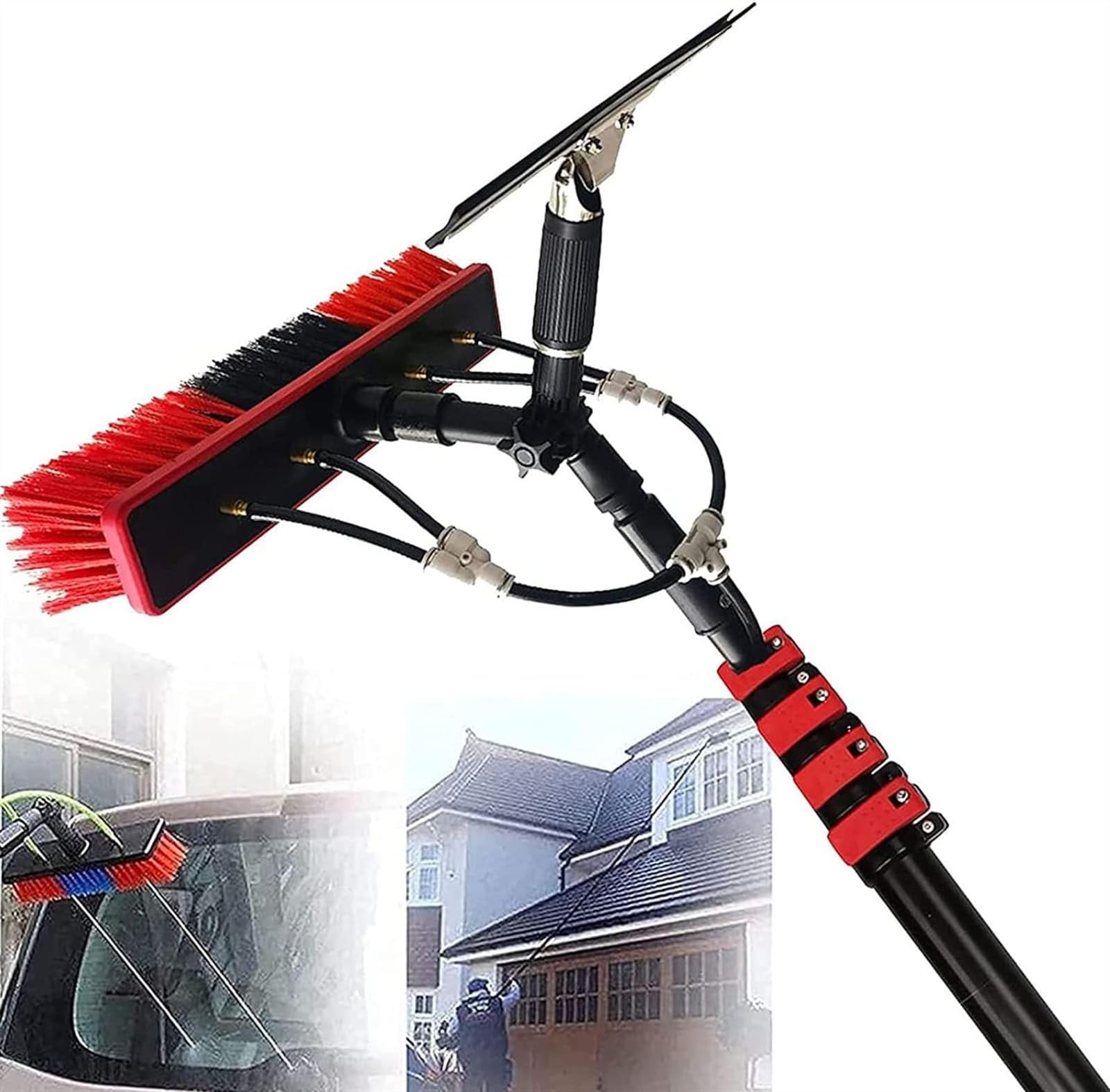 OLSKFUH Adjustable Telescopic Window Cleaner Brush & Pole Kit 3.6-12M Water Fed System For Solar Panel Cleaning Efficient Window Washing Equipment,One Color-39FT/12M