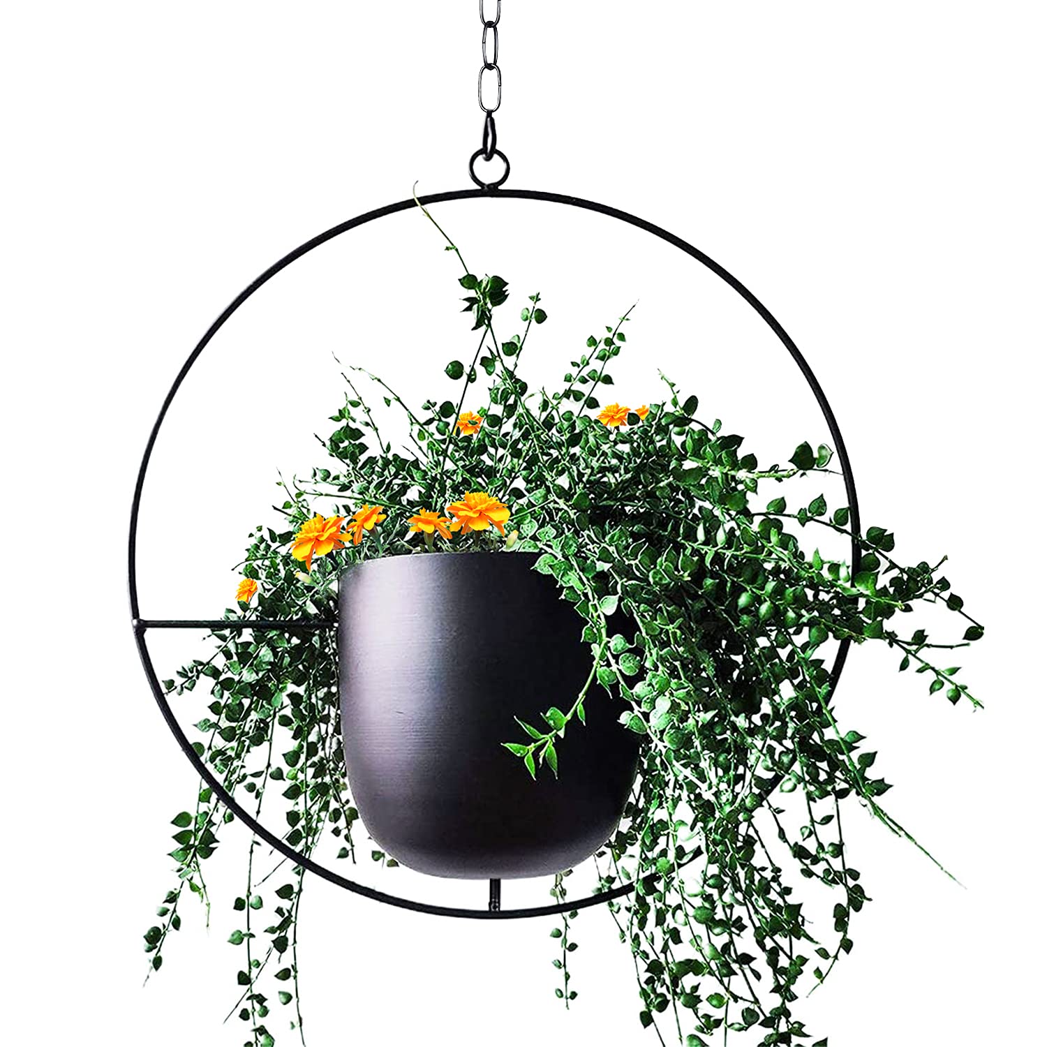Metal Round Plant Hanger with Flower Pot (Upgraded), Ceiling and Wall