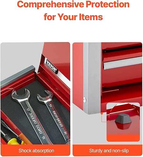 Miniatura 7 de VEVOR Caja de herramientas de metal, 8.6 pulgadas, caja de herramientas de metal portátil con 3 cajones, pequeña caja de herramientas con forros de