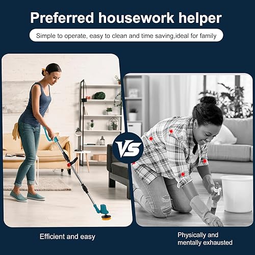 Miniatura 3 de Limpiador giratorio eléctrico extra largo plegable compatible con batería Makita de 18 V (solo herramienta), limpiador giratorio recargable