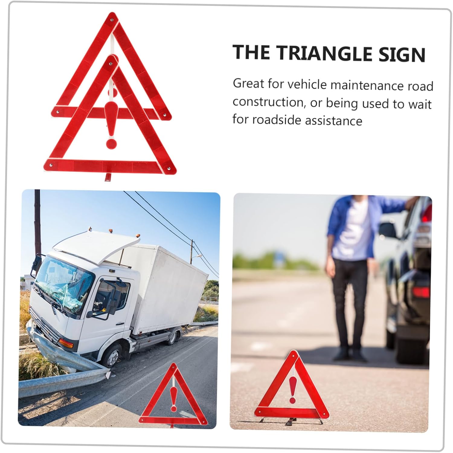 2pcs Car Warning Triangle Kit Folding Safety Reflectors for Roadside Emergency Durable and Portable Roadside Assistance Sign Essential Vehicle Safety Equipment
