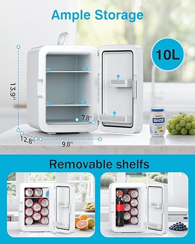Miniatura 2 de Antarctic Star Mini refrigerador compacto portátil de 10 L, mini refrigerador de 2.6 galones con adaptadores de CACC, enfriador de cosméticos