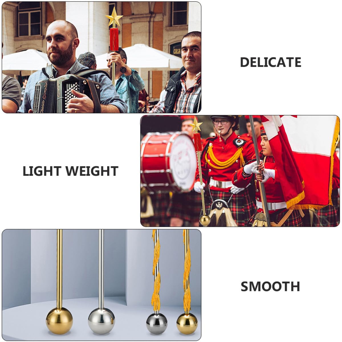 VANZACK Bacchetta da Direttore in Acciaio Inox 90cm Smontabile per Banda Musicale e Sfilate, Accessorio Strumentale Lucidato per Concerti e Spettacoli, Conduttore Musicale Professionale