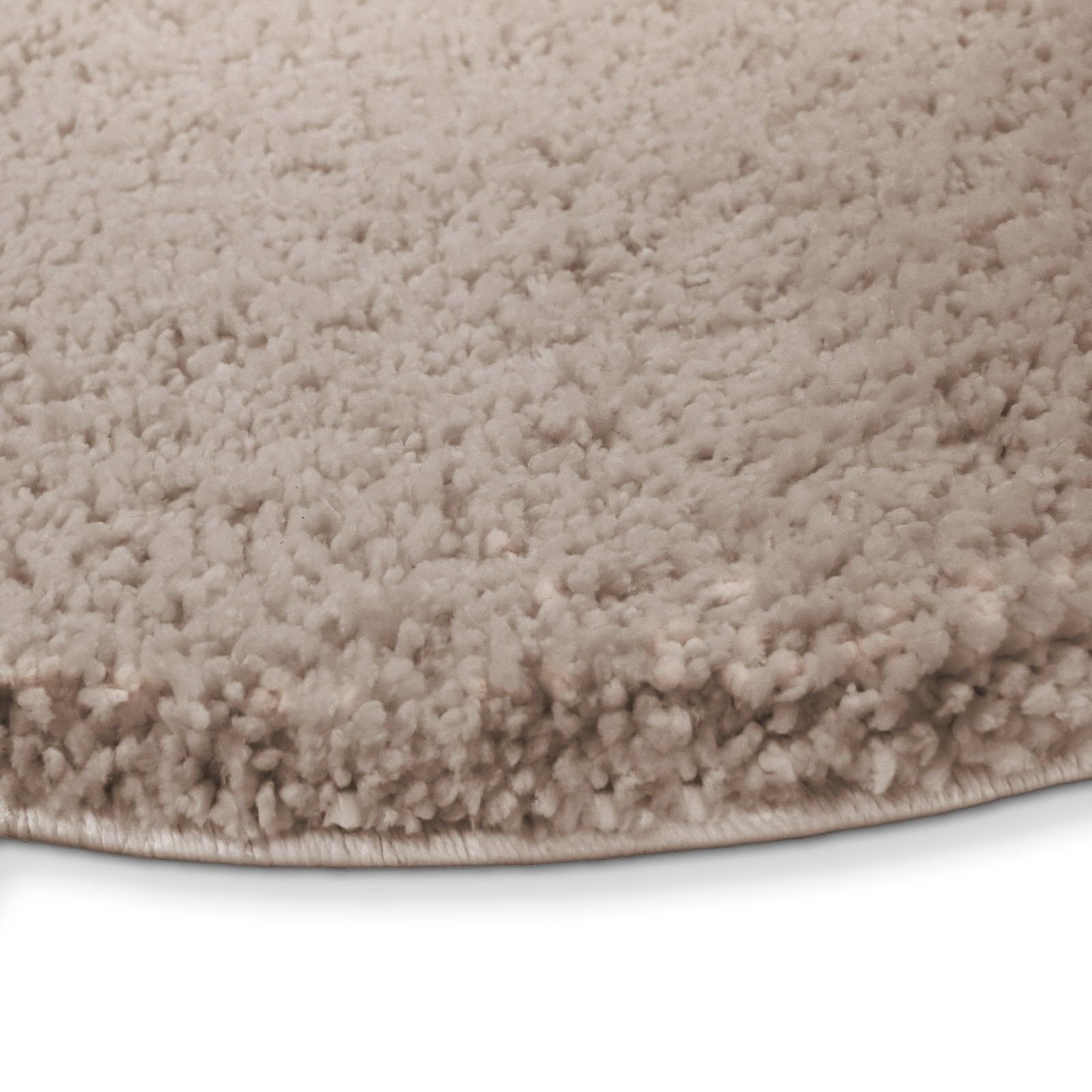 casa pura Tapis de bain rond - 120 cm - Beige - Moelleux - Antidérapant - Lavable - Pour salle de bain et douche