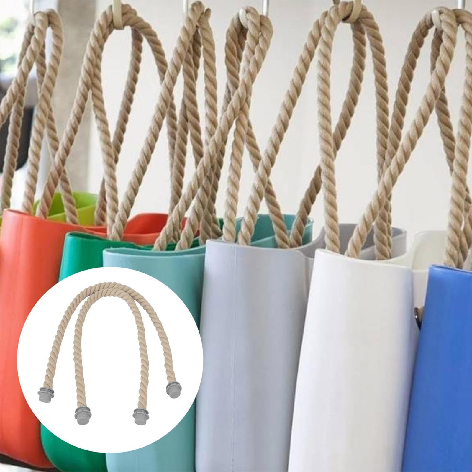 2 PZS Asas para Bolsos Trenzado Cuerda, Asas para Bolsos de O Bag, 2 Piezas Reemplazo de Asas para Bolsa de Playa, Asas de Repuesto, Asas para Accesorios de Obag,hacer bolsos de bricolaje