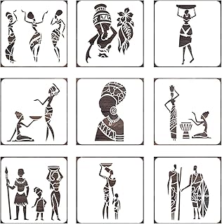 African Tribal Stencils - 9pc Indigenous Ethnic Style Template Set for P...