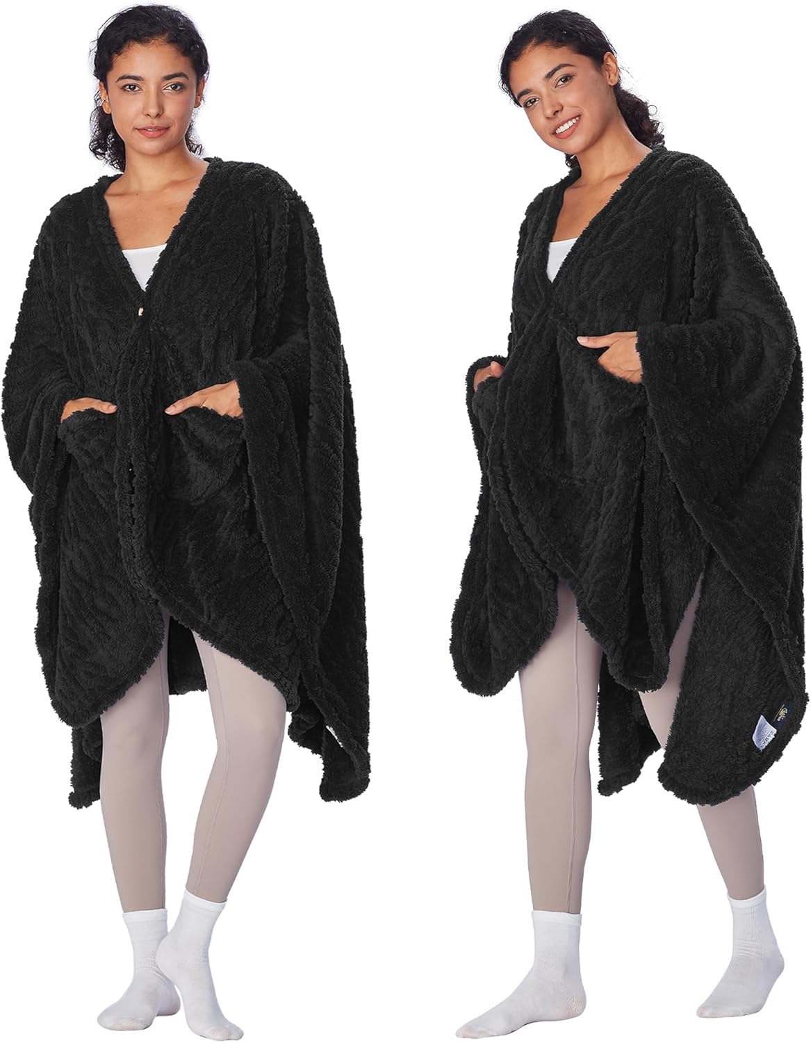 Catalopnia Womens Wearable Poncho Blanket, Fleece Blanket Cape with Pockets, Soft Warm Shawl, Gifts For Women - Image 2