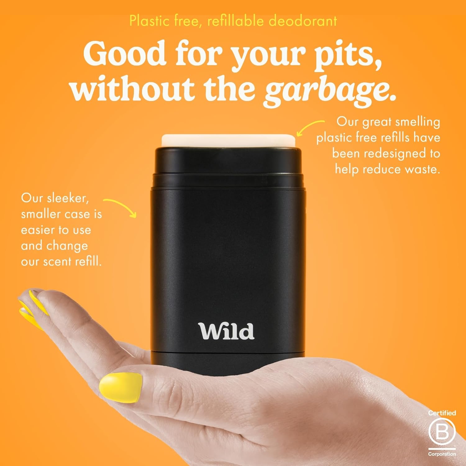 Wild - Refillable Deodorant Starter Kit - Black Case with Fresh Cotton & Sea Salt, Ocean Mist & Thunderstorm Scents - Long Lasting Protection - Aluminum Free - Vegan - Image 2