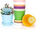 Cute 8 Pc Plastic Flower Pots - 3.8" Succulent & Herb Planters for Indoor Nursery