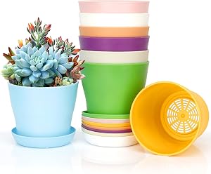 Cute 8 Pc Plastic Flower Pots - 3.8" Succulent & Herb Planters for Indoor Nursery