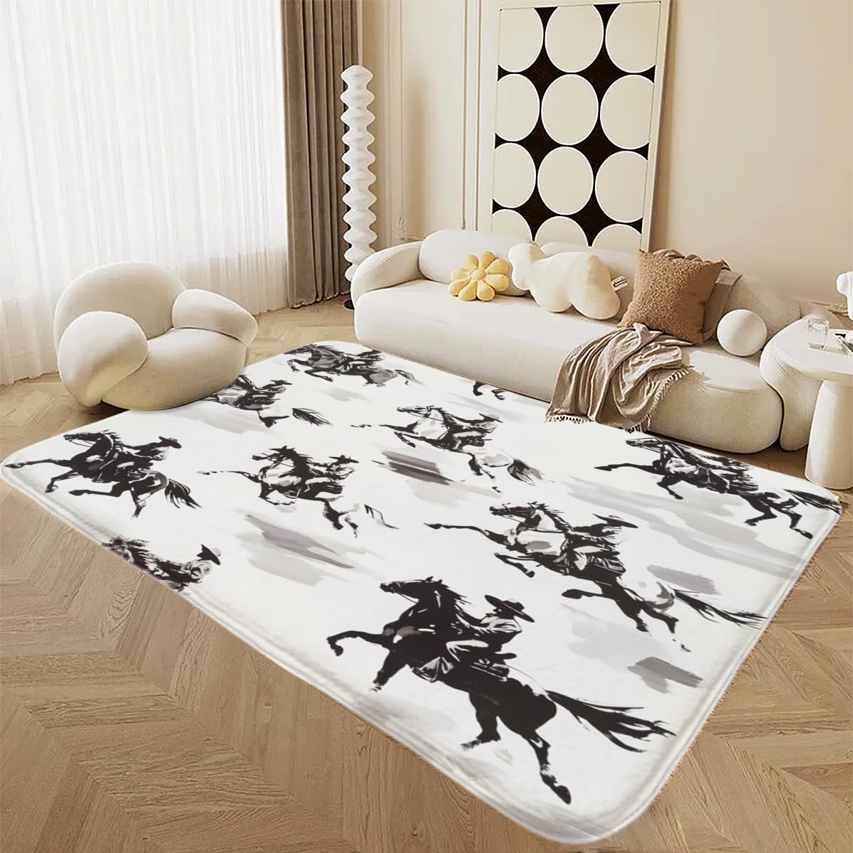 Alfombra de salón con caballos infantiles ideal para crear un comedor acogedor